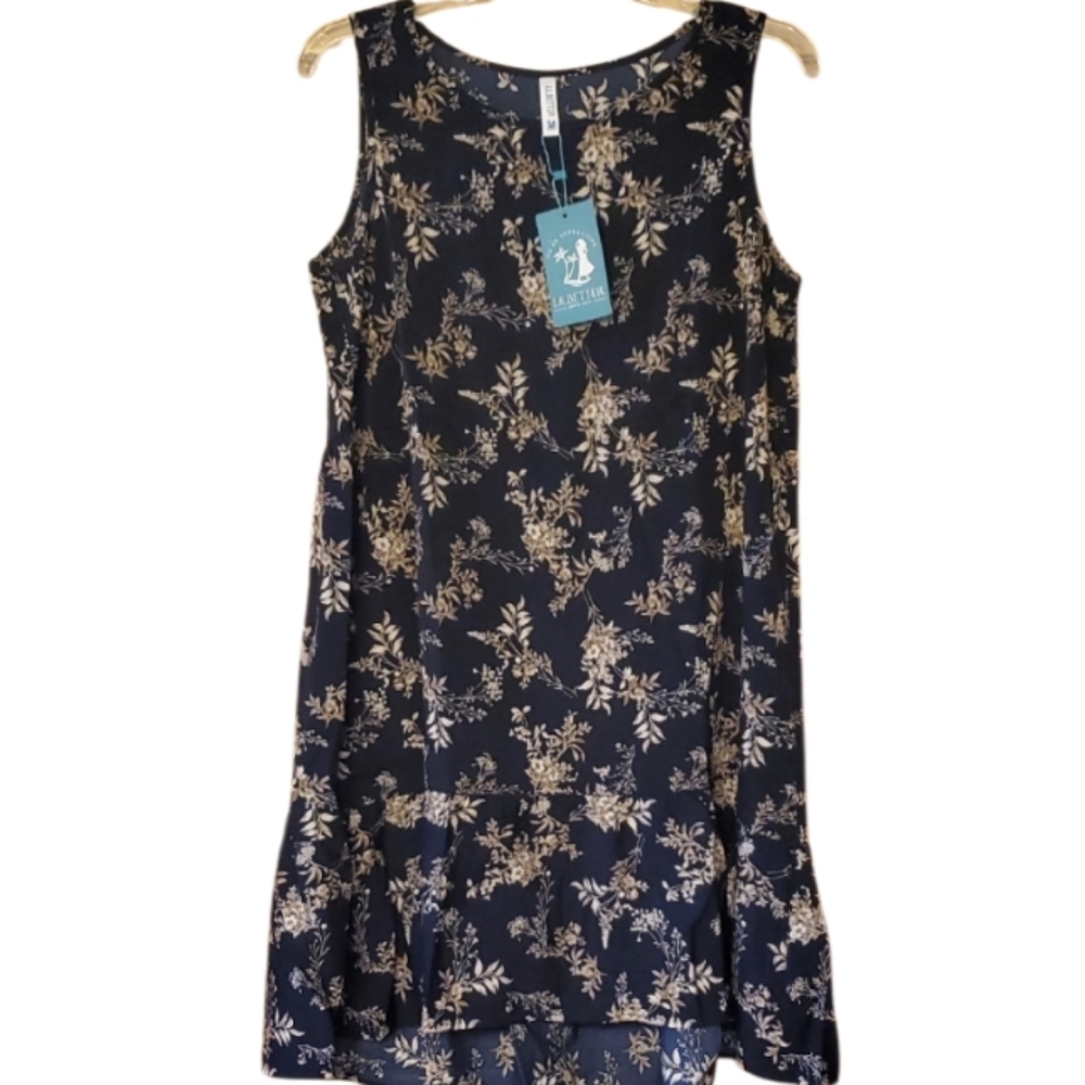 Lilbetter Womans Navy Floral Sleeveless Dress Size‎ Medium